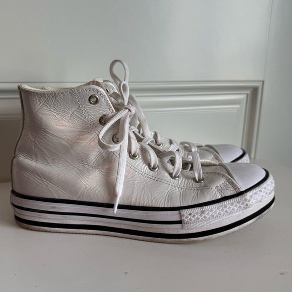 Converse Chuck Taylor All Star 70 Crinkled Leather High-Top Sneakers Pearl White - Picture 1 of 8